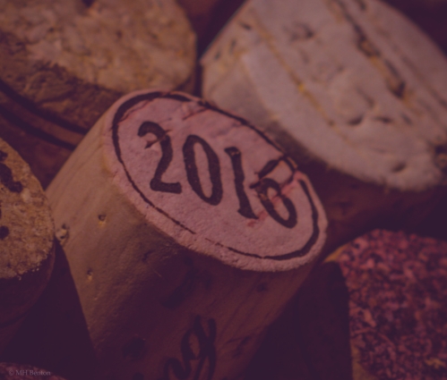 Aged corks from bottles of past vintages, a marker of the bottle age behind the 2016 vintage
