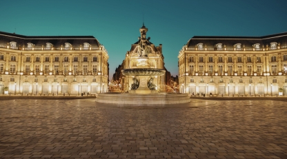 The neoclassical facade of Place de la Bourse in Bordeaux, home of the negociant trade behind La Place releases